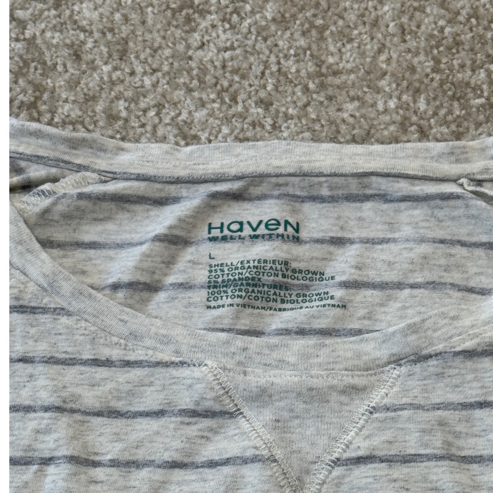 Haven Well Within Women's Striped Organic Cotton Top Grey Large - Picture 3 of 3